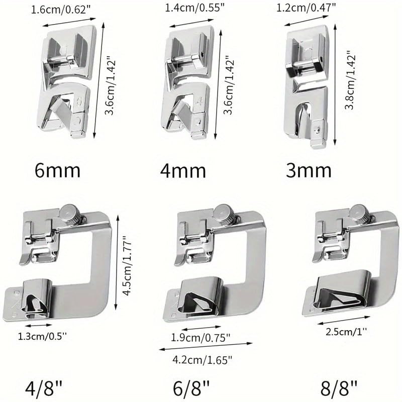 Set de 6 piezas de pie dobladillo para máquina de coser miniatura 3