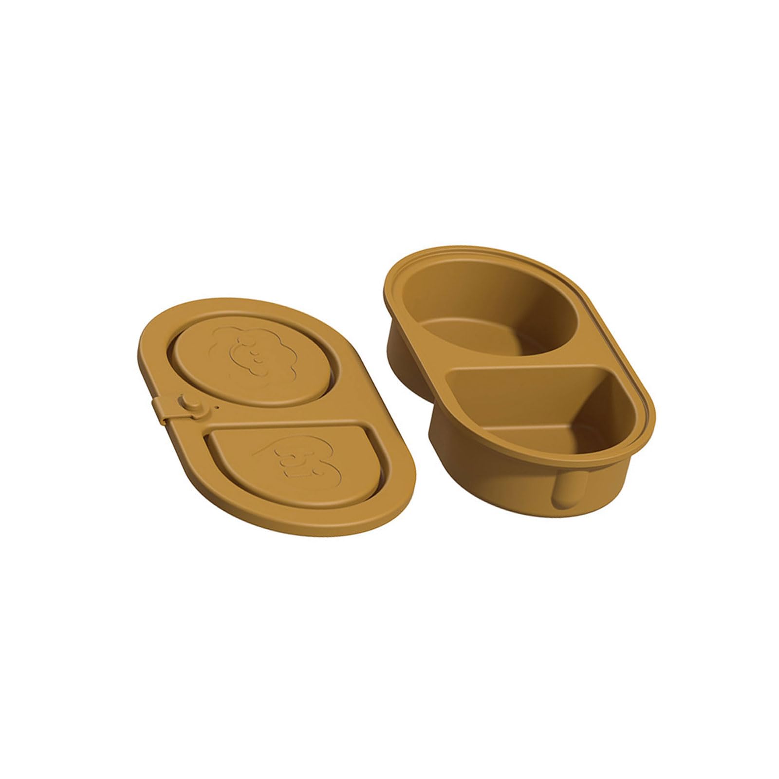 carotoe Two Section Silicone Storage Box Practical Snacks Container Box for Separating Seasonings During Picnics and Work Portable Seasoning