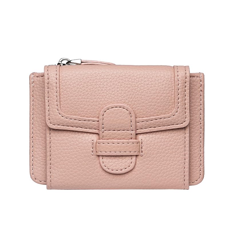 Korean Style Slim Wallet - Women's Compact Card Holder with Zipper Pocket, Ultra Thin Money Organizer (Pink)2