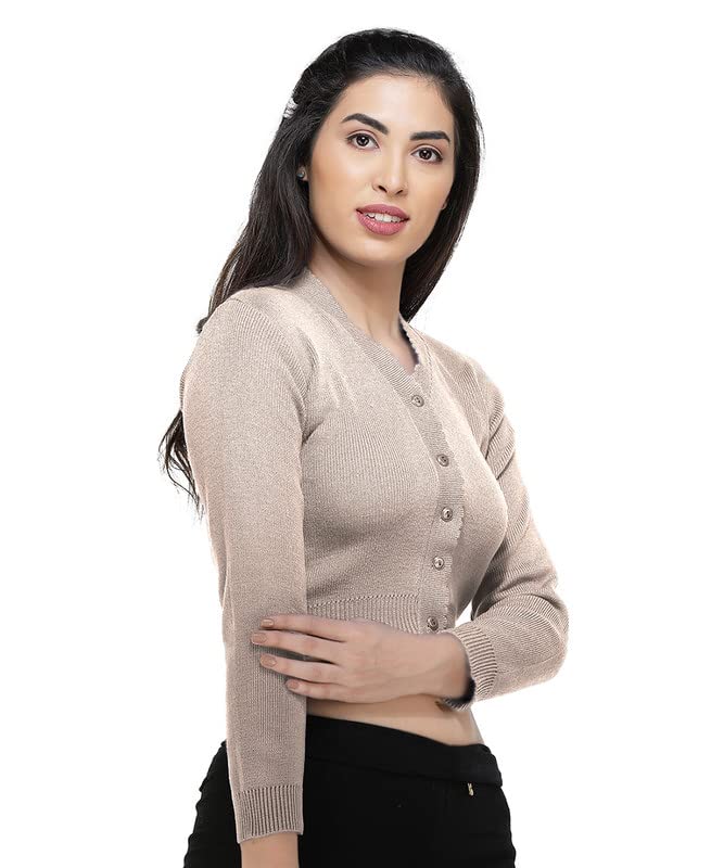 Image of Women Winter Wear V-Neck Full Sleeves Regular Fit Woollen Blouse