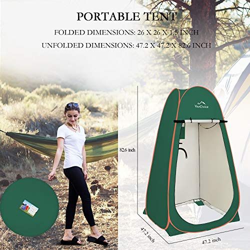 Image of Your Choice Pop Up Shower Tent 47.2 inch Wx74.8 /82.7 inch H Privacy Changing Tent | Waterproof Silver Coating Portable Shelter with Carry Bag for Camping, Beach, RV, Hiking, Fishing