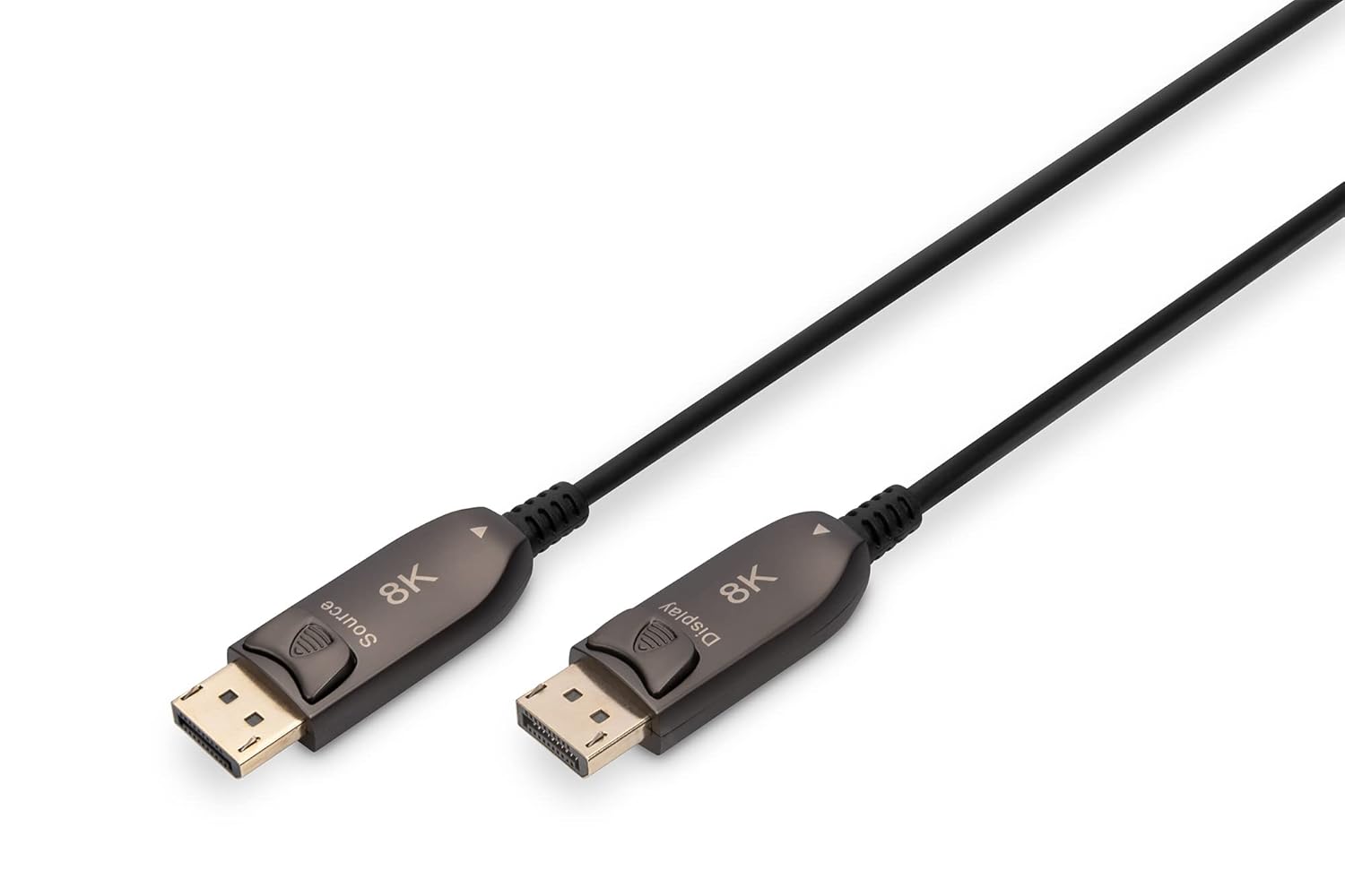 Digitus DisplayPort AOC Hybrid Fibre Optic Cable 1.4-8k/60Hz UHD-II Gold-Plated Contacts 15 m Black