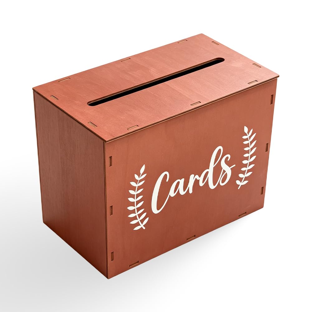 SUPERFINDINGS Caja de madera para tarjetas de boda, para recepción, rústica, sobre de dinero, regalo, con ranura, 30 x 18 x 30 cm, para bodas, graduaciones, cumpleaños, baby shower, decoración