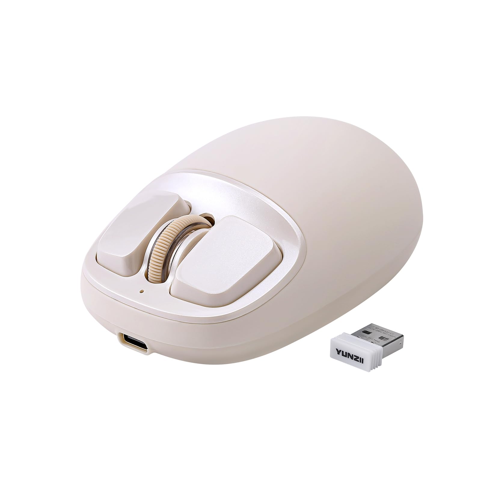 YUNZII C1 Silikon-Funkmaus,Tri-Mode 2,4 GHz/USB-C/Bluetooth Maus, 4800 DPI Optisches Abtastung, 6 Verstellstufen, anpassbare Maus für Laptop/PC/Mac/iPad