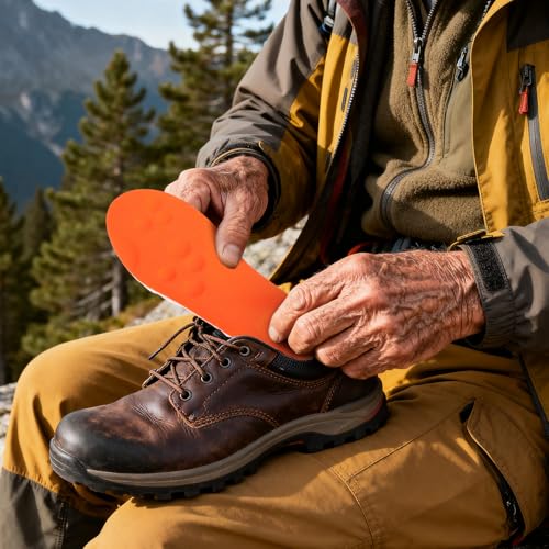 Image of Skicuff 8 Pairs 4D Cloud Insoles for Men Women, Soft Inserts Foam Cushioned Insoles Breathable Anti-Fatigue Inserts for Pain Relief, Sports Walking, Trim to Fit(Men,US 7.5-10.5,Orange)