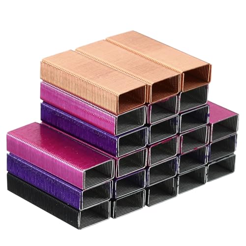 PATIKIL Grapas para Grapadora 4 Uds (1000uds Grapas Por Uds) #10 Mini 3/16' Longitud Grapas Atascos Libre para Hogar Oficina Suministros Rosa Oro/Rosa Rojo/Púrpura/Negro