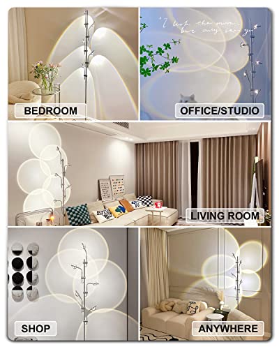 Tacahe Rgbw Halo Projector Floor Lamp - 4000K Led With Replaceable Color Filters - Light And Shadow Mood Light - Multi-Head Ambient Decor Lighting For Bedroom, Living Room - 73" - 12W - Chrome #TOP5