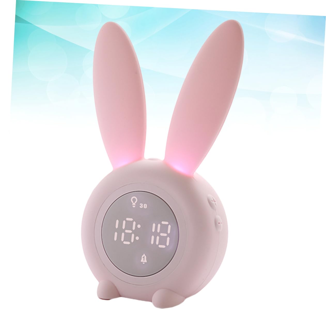 Despertador Lindo de Escritorio con Luz LED Nocturna, Orejas de Conejo