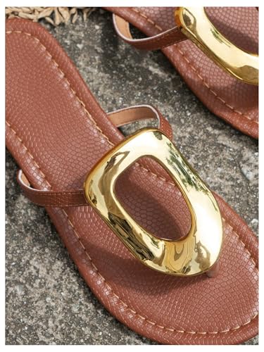 Image of GORGLITTER Women's Gold Flip Flops Square Toe Summer Sandals 2026 Wedding Dressy Vacation Beach Slides Shoes