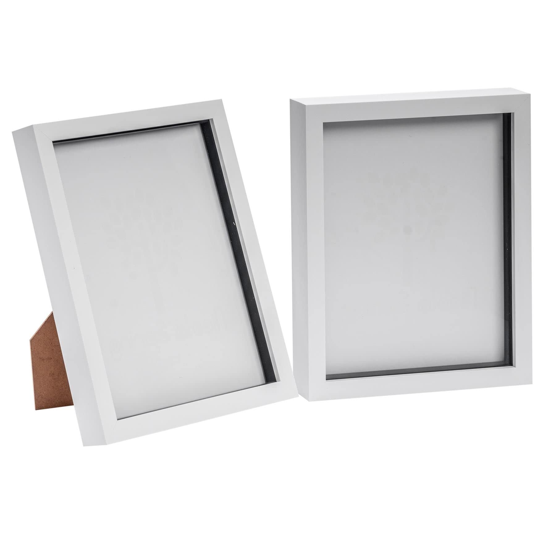 Nicola Spring 3D Shadow Box Photo Frames - 8x10 (20x25cm) - Pack of 2 - White 3D Photo Frame Box Picture Frame Box Portrait Display Case for Crafts, Keepsakes, Wedding, Graduation