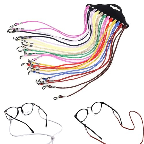 Cordon Lunettes,Verres de Cordon 12 pièces Multicolore Chaîne de Lunettes pour Lunettes de Sport de Sport en Plein Air 12 Couleurs