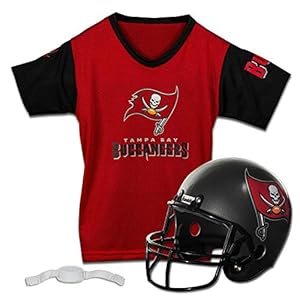 Franklin Sports NFL Tampa Bay Buccaneers Kids Football Helmet and Jersey Set – Youth Football Uniform Costume – Helmet, Jersey, Chinstrap – Youth M