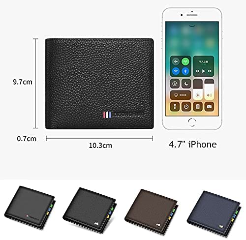 Exquisite Premium Wallets Cow Leather Small Men Portable Bifold Credit Card Holder Billfold Fashion Large Capacity Blocking Purse Wallets(Black)2