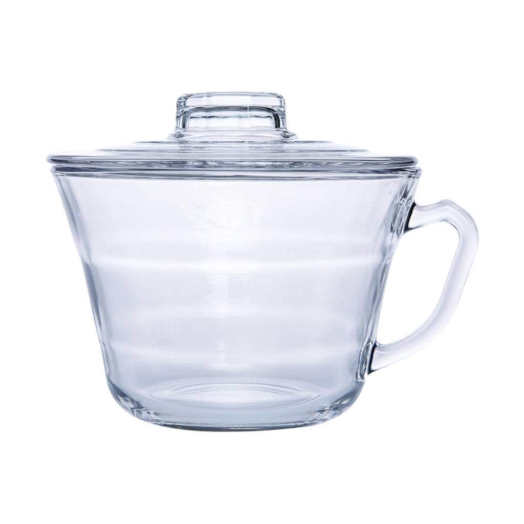Bol à soupe transparent 705ml avec poignée et couvercle en verre trempé pour micro-ondes