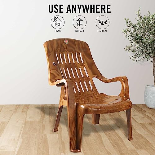 Image of Cello Comfort Plastic Relaxed Armchair, Set of 6 (Sandalwood Brown)