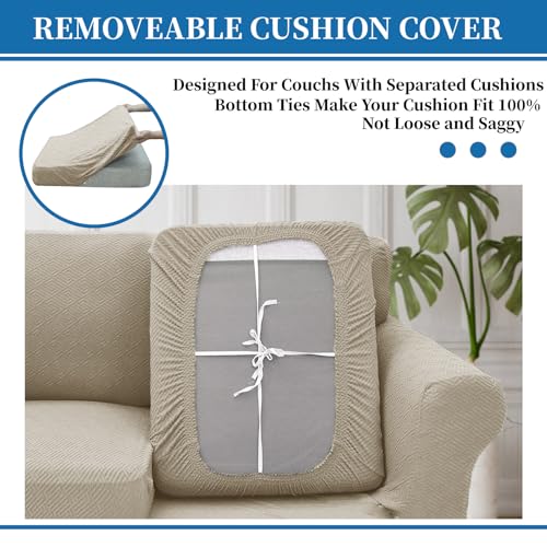 XINEAGE 2025 New 2 Pieces Chair Covers with Arms Super Stretch Chair Slipcover for Living Room Pet Dog Universal Slip Cover Anti Slip Armchair Furniture Protector (Khaki), 31"-46"(1 Cushion)