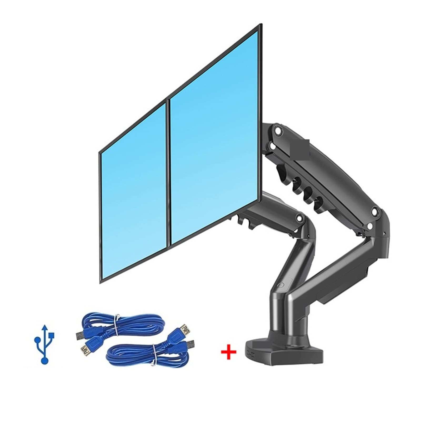 Aioneer Screen Stand, F160 Gas Spring Desktop 17"-27" Dual Monitor Holder Arm With 2 Usb3.0 Monitor Mount Bracket Load 2-9 Kg Each Arm-F160NXU3-2-1