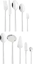 WOLFF - Faqueiro 35 Peças Firenze Aço Inox - Serve 6 Pessos Incluindo Utensílios para Servir - Jogos de Talheres - Mesa Posta - Utensílios de Cozinha, Enxoval, Casamento, Decoração