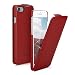 Produktbild kalibri Flip Hülle Ultra Slim kompatibel mit Apple iPhone SE (2022) / iPhone SE (2020) / iPhone 8 / iPhone 7 - Leder Case Schutzhülle Tasche in Rot