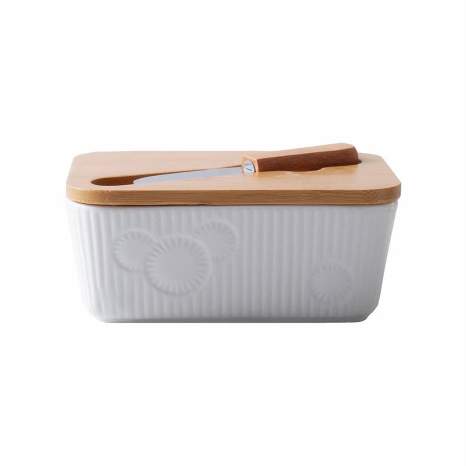 Beurrier En Porcelaine Avec Couvercle Hermétique, Couteau à Beurre En Acier Inoxydable Et Beurrier Couvert Cadeau Parfait Blanc Aaapi50997