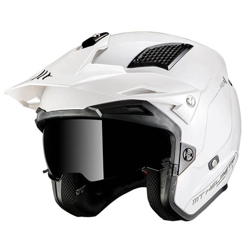 Casco MT District SV Solid Blanco | Casco de Moto Jet Trial | Helmets Unisex Hombre y Mujer (XL)