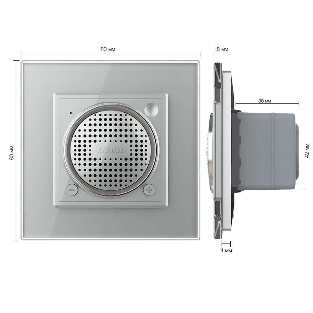 Luxus-Time LIVOLO Bluetooth Lautsprecher Sound Stereo Box Mini Speaker Einbaulautsprecher Wandlautsprecher UP inkl. Glasrahmen