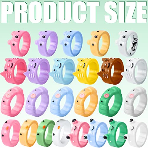 Beupy 25 Pieces Cute Candy Crystal For Women Teen Girls Chick Frog Clay Ring Resin Animal Rings Colorful Chunky Rings Funny Rings Aesthetic Acrylic Rings Cartoon Stackable Ring Y2K Rings Jewelry #TOP1