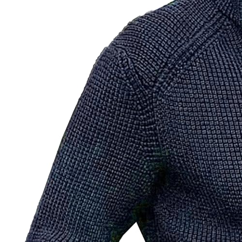 JEKE-DG Men's Stand Collar Cable Cardigan Sweater Knit Button Down Winter Sweater Heavy Weight Long Sleeve Sweaters3