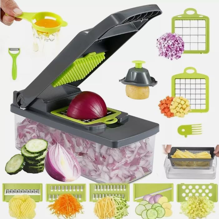 14-in-1 Professional Vegetable Chopper & Slicer | Multi-Functional Food Cutter & Dicer | Stainless Steel Blades | Kitchen Must-Have
