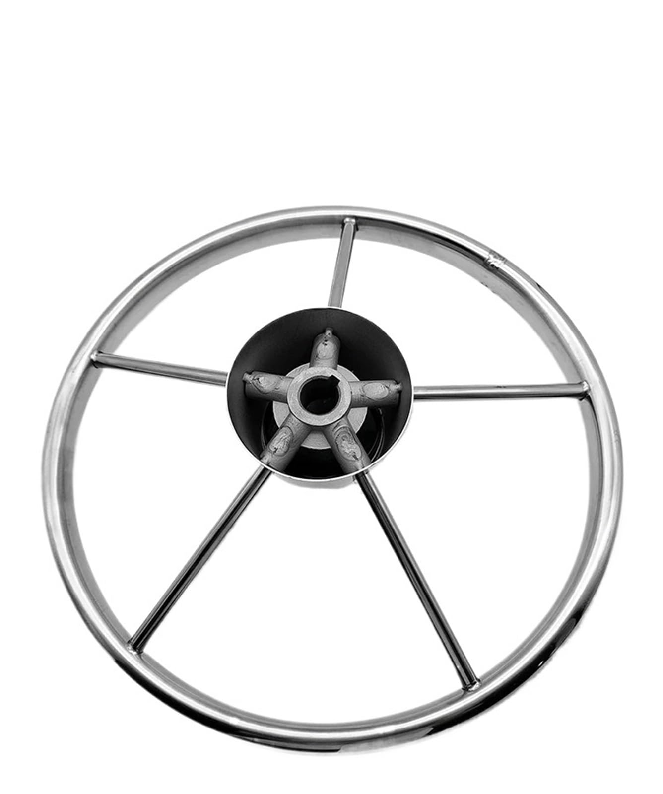 CHMIFTNX 11/13/15 Inch Boat Stainless Steel Steering Wheel Mirror Polished Steering Wheel for Yacht Boat Accessories(15 inch)