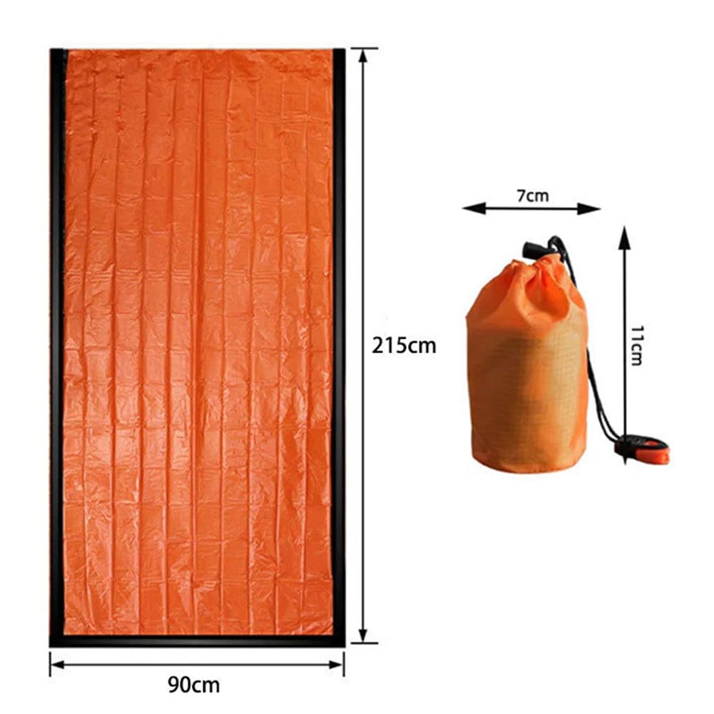 Notfall-Schlafsack, tragbar, Thermo-Bivy-Sack, wasserdicht, Überlebensschlafsack, Thermo-Bivy-Sack, Überlebensausrüstung für Camping, Wandern, Outdoor-Abenteuer