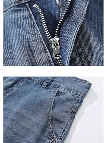 Hndudnff Men Thin Jeans Soft Comfortable Straight Denim Pants with Pockets Casual Trousers3