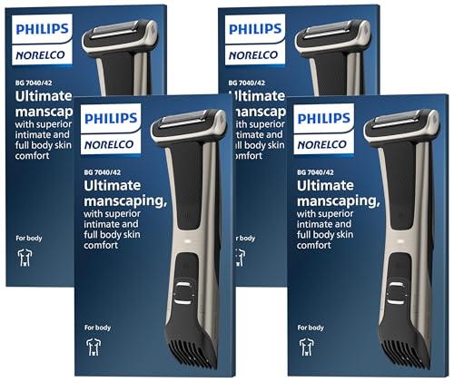 Image of Philips Bodygroom 7000 Series, Showerproof Groin and Body Trimmer for Men, Precise Body Grooming, Adjustable Comb, Safe Even Below The Belt, 80 Min. Runtime, Model BG7040 /42 (Pack of 4)