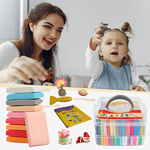 polymer clay 50 colors modeling clay for kids diy starter kits oven baked model clay non-sticky molding clay with sculpting tools gift for children and artists 50 colors
