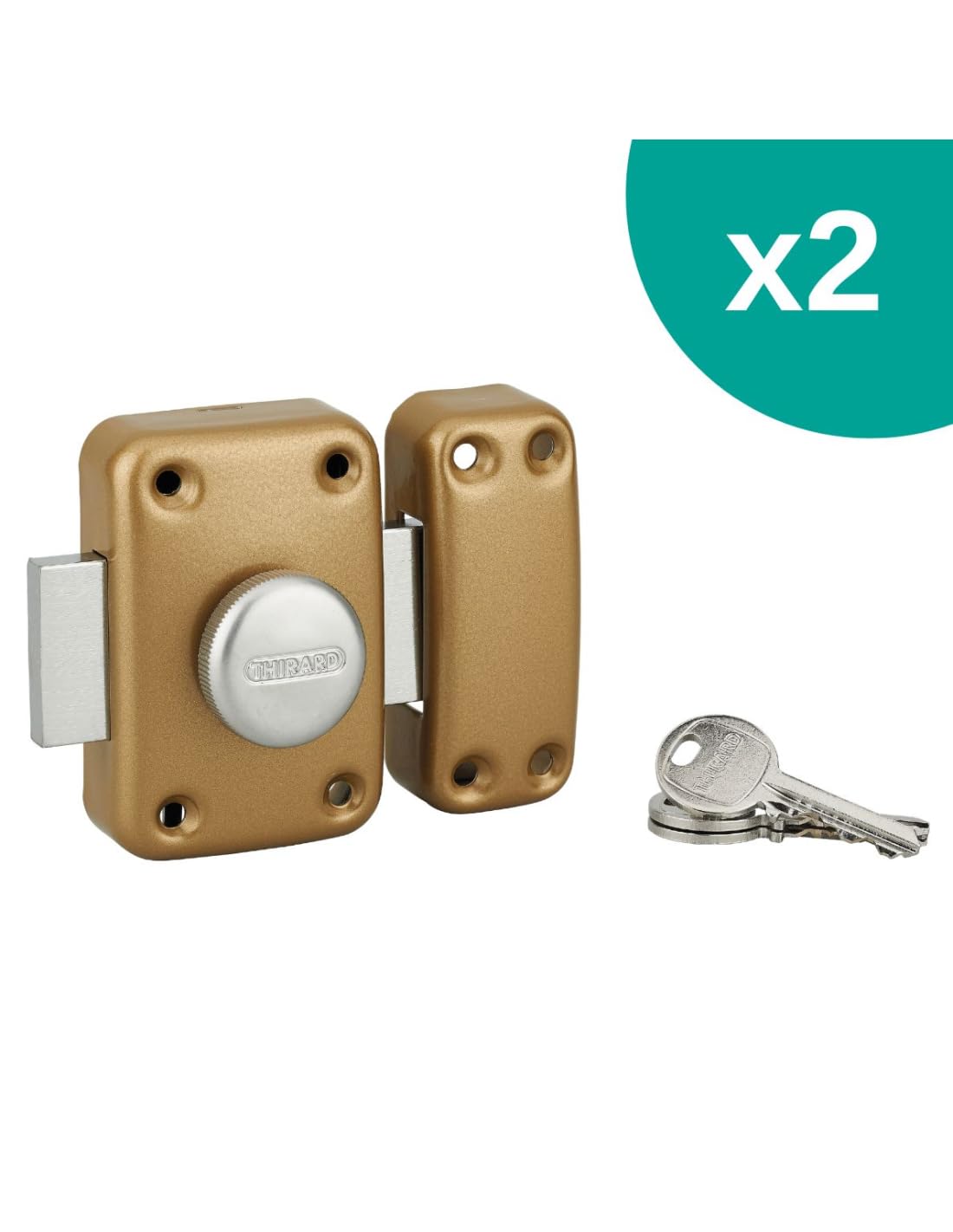 THIRARD Verrou à Bouton et Cylindre Acier Cylindre 45 mm Verni