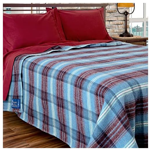 Poyet Motte Chevreuse Heavyweight Wool Blend Oversized Blanket, Machine Washable (Berry Plaid, Full/Queen Size)