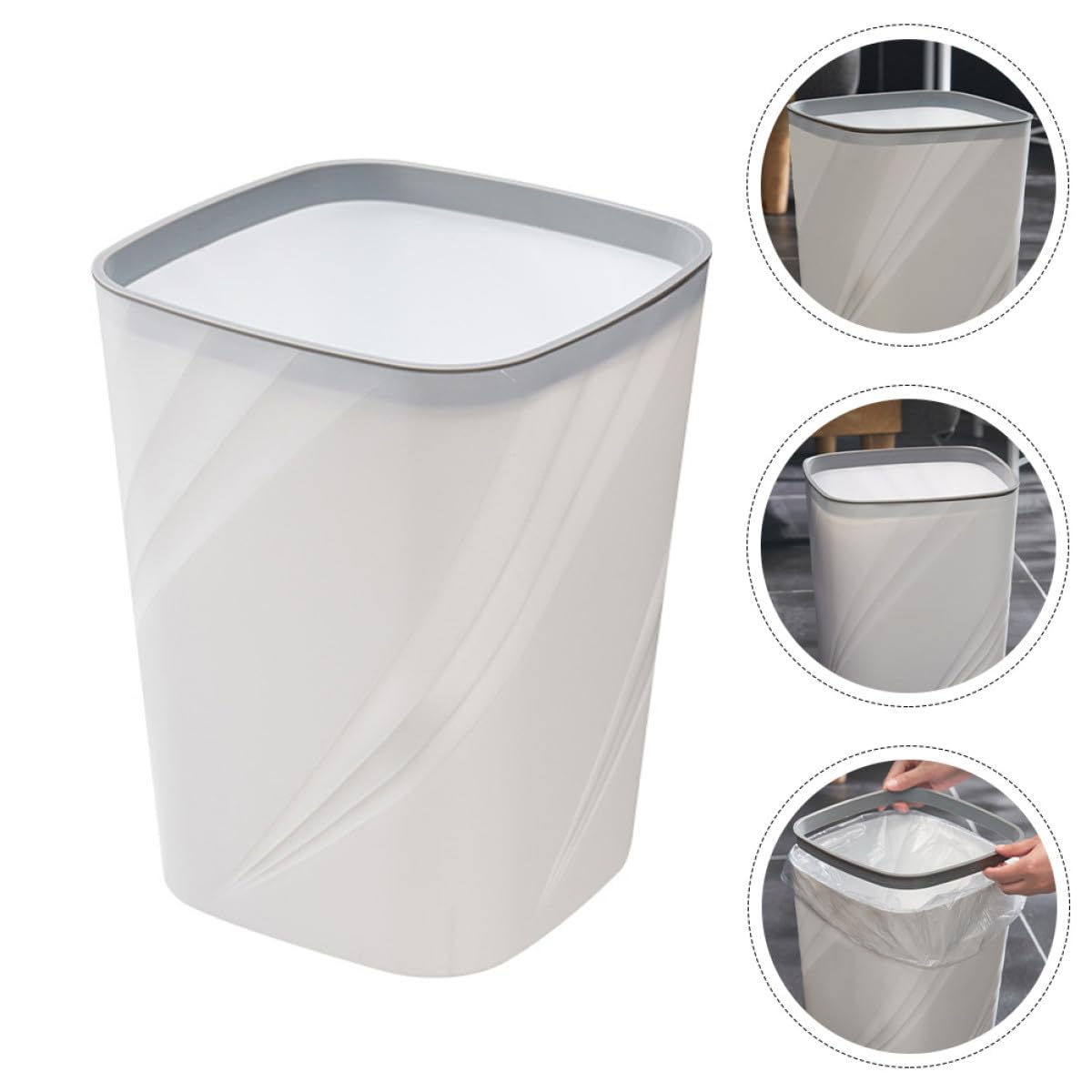 Cestino per Rifiuti da Ufficio Creativo in Plastica Abs 12l, Pattumiera Multiuso per Camera da Letto e Bagno, Contenitore per Carta e Rifiuti Domestici Design Semplice e Capacità