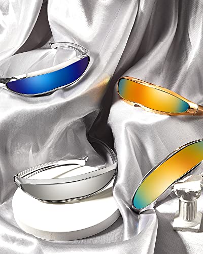 Image of 4 Pairs Futuristic Narrow Cyclops Sunglasses Robot Space Costume Color Mirrored Lens