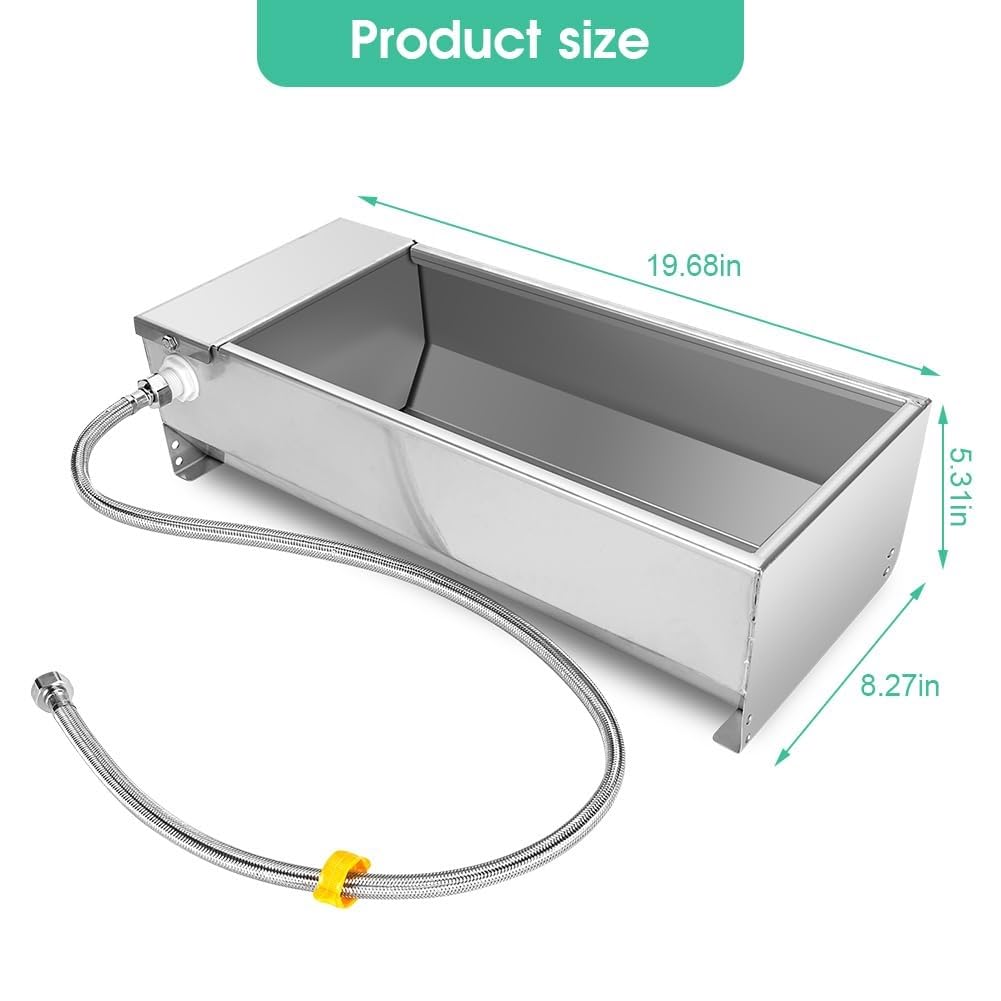 Bebedero automático para ganado, bebedero de gran capacidad de 7.5 L con kit de válvula de flotador, tanque de agua de acero inoxidable con llenado automático, dispensador de agua