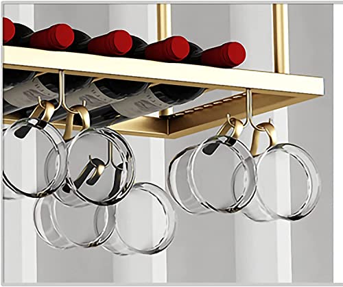 Porte-bouteilles de vin suspendu réglable avec rack verre à pied