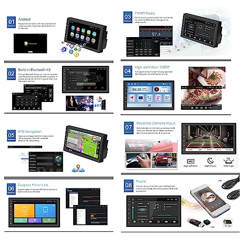 Cámara de respaldo 720P integrada en autorradio Android 12 con reproductor multimedia MP5 4
