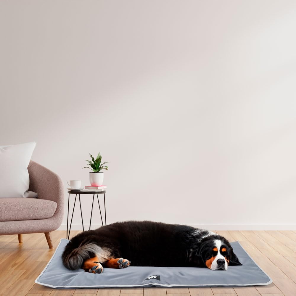 Ferplast Cuccia Cane e Gatto Antigraffio e Impermeabile, Tessuto Tecnico Resistente Tech, JOLLY Taglia Grande, Materassino Lavabile a Mano a 30°, 108 x 79 x 3,5 cm, Grigio
