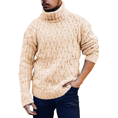 Pull col roulé homme tricot torsadé haut de gamme et coupe ajustée