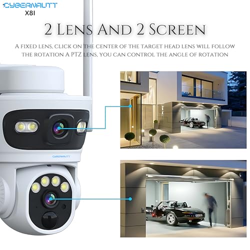 Image of XUGA - Cybernautt X8I 8MP 2 Lens PTZ Solar 4G Sim Outdoor CCTV Camera | Dual View | 355 | Night Vision | Motion Detection| Siren Alarm | 2 Way Audio | All Time Recording Feature | Use Air-tel 4G Sim