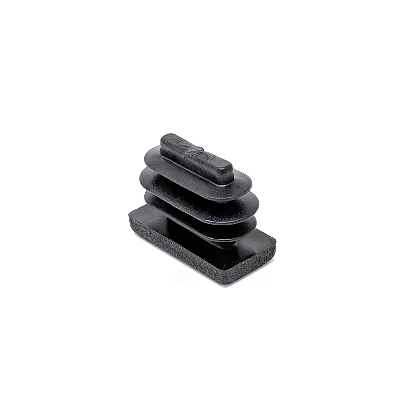 Rectangle Ribbed Plastic Insert Plugs End Caps (Black, 20x10mm See Second Image for Dimensions- Pack of 48) Made in Germany