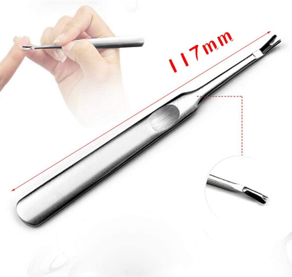 Stainless Steel Cuticle Fork Trimmer, 2pcs, Nail Cuticle Pusher Remover, Dead Skin Removal Tool for Fingernails, Toenails