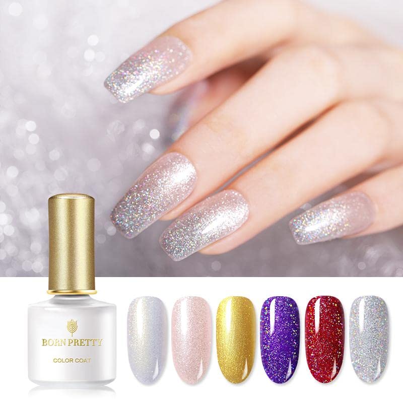BORN PRETTY UV Nagellack Glitzer Rosa, Gel Nagellack Set Shellac Nagellack UV LED Nagellack Langlebig Gesund Soak Off… – Bild 3