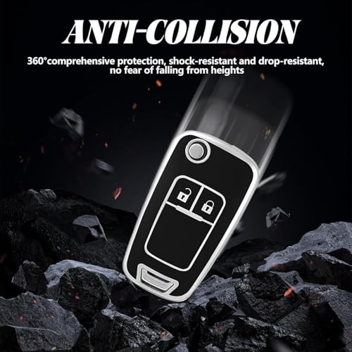 TOOMUME Schlüsselhülle TPU, Autoschlüssel Hülle Passt für Chevrolet Trax Opel Vauxhall Adam Astra Corsa Meriva Mokka Movano Zafira Tourer Buick, Schlüsselcover Schutz Schlüsselgehäuse - 2 Tasten S