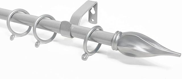 16-19 mm Extendable Metal Curtain Pole Rods Voile Easy Fitting Spiral Satin Steel 120-210 cm