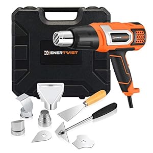 ENERTWIST 1500W Heat Gun Variable Temperature Control Hot Air Tool Kit Heating Protect for Shrink Wrapping, Paint…